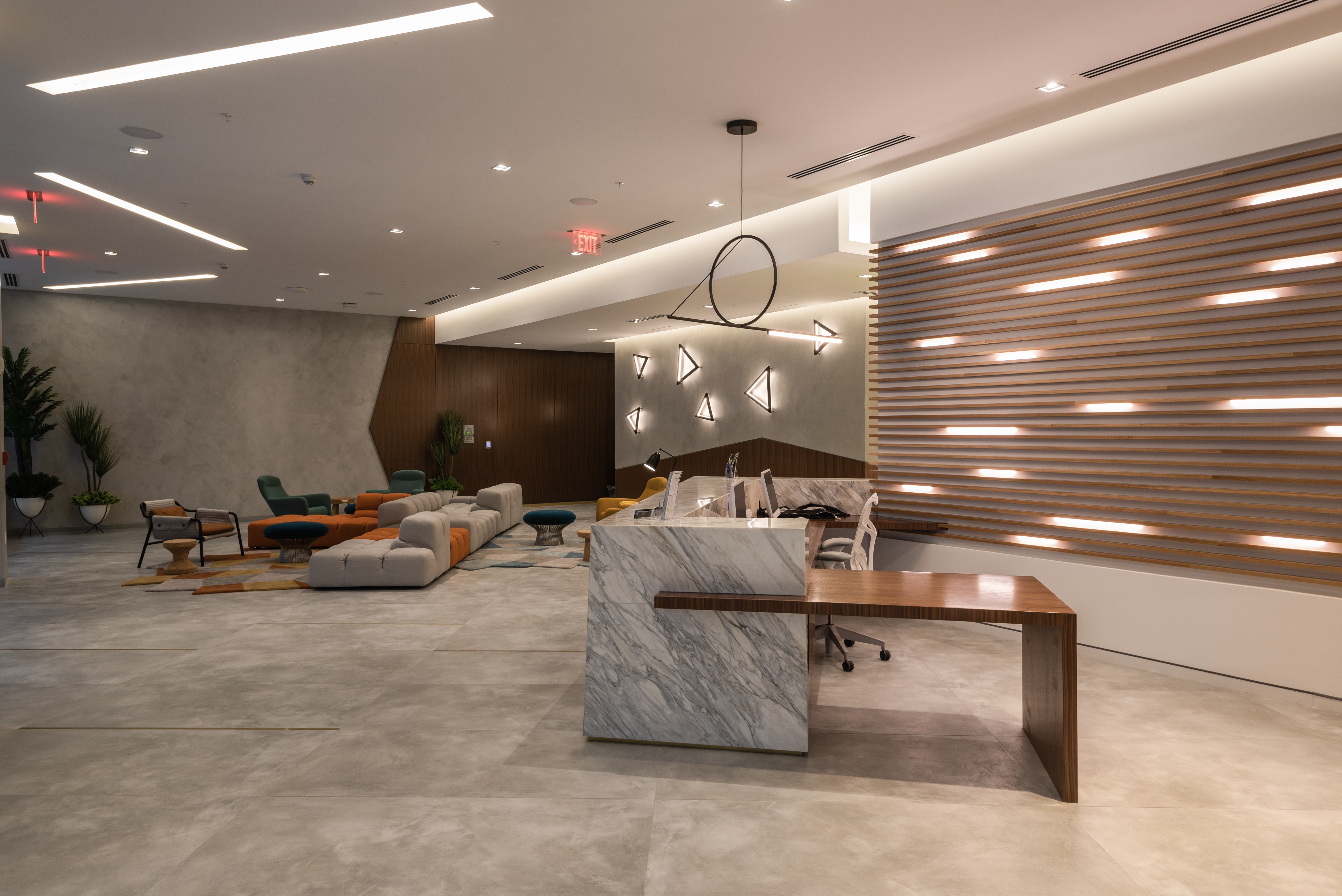 Front desk of modern Miami apartment building